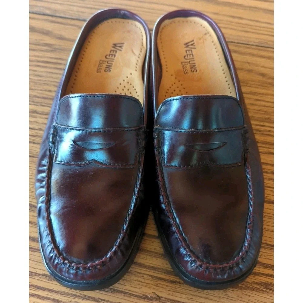 G.H. Bass & Co. Weejuns Peggy Mule Easy Wine Leather Loafer Women's‎ Size 7 M
